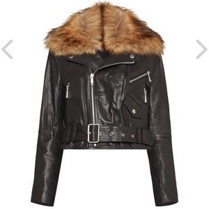 BCBGMaxAzria Kaylee Leather Faux Fur Moto Jacket S
